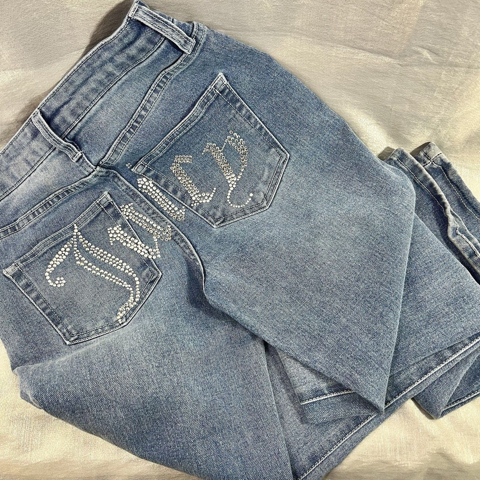 Juicy Couture Lunita Flare Leg Y2k Denim Jean Rhinestone Rear Size J-1 /25 Bling